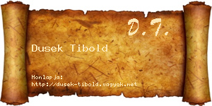 Dusek Tibold névjegykártya